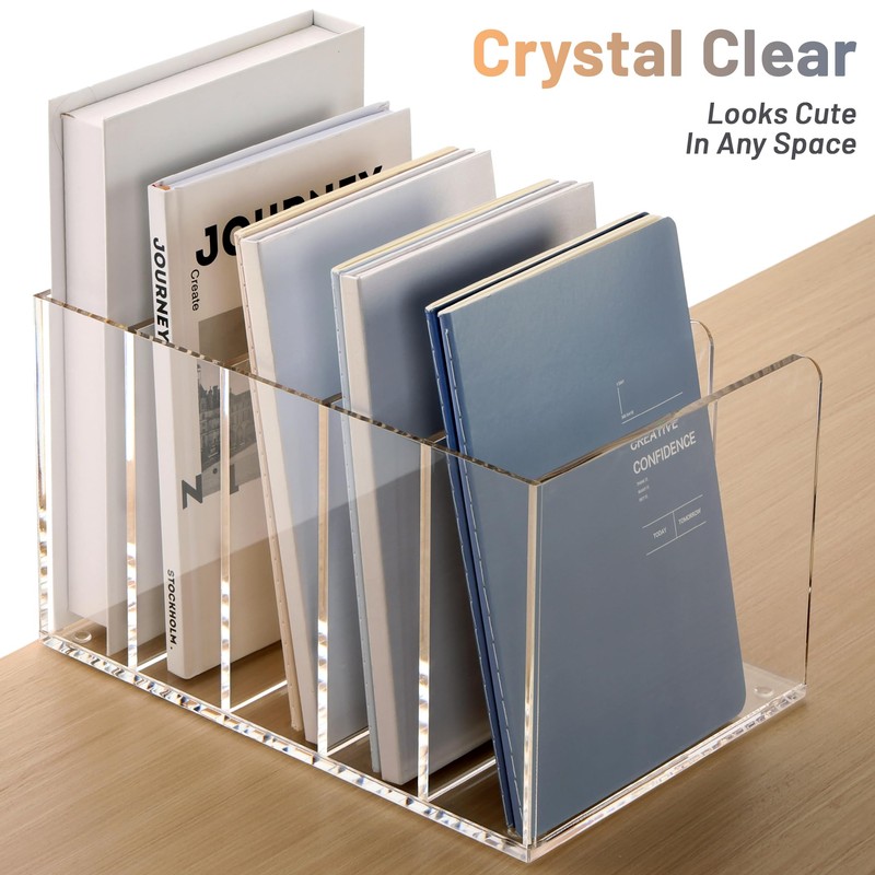 SANRUI Acrylic File Organizer, Clear Magazine File Holder Desk Organizer