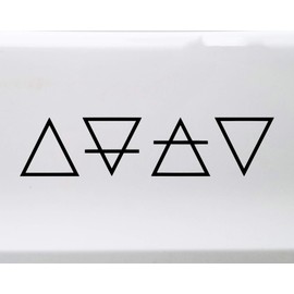 Minglewood Trading Classical Elements Vinyl Sticker - Alchemy Earth Air Fire Water Symbols - Die Cut Decal - 6.5w x 1.5h inches - Silver