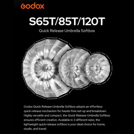 Godox S120T 120cm/47.2in Quick Release Umbrella Softbox Professional Foldable Softbox with Standard Bowen Mount & Diffusers for Photography Studio Photography Portrait Live Stream
