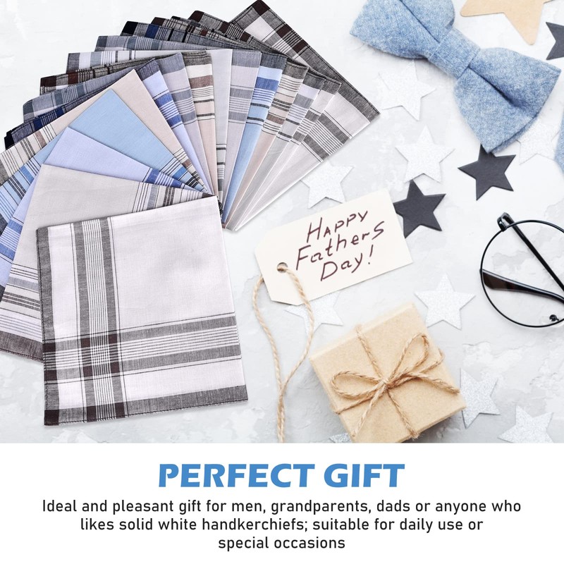 Pack of 18 Men's Handkerchiefs, 100% Cotton Men's Handkerchiefs, Men's
