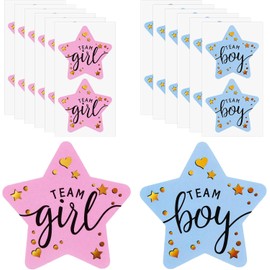100Pcs Gender Reveal Sticker Team Girl Boy Stickers,Baby Girl Gender Reveal Labels,Team Boy Team Girl Stickers Boy or Girl Sticker,Team Boy and Team Girl Label with Gold Foil for Parties,Star Shaped