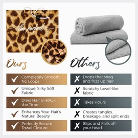 THE PERFECT HAIRCARE Curly Hair Girls Microfiber Plopping Towel Set - Anti-frizz Silky Smooth Hair Drying Wrap for Women - Super Absorbent Large Hair Towel + 2 Scrunching Towels to Micro Plop