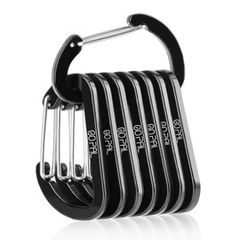 Go Pal GP02 Large Carabiner, D-Shaped, Aluminum Alloy, Stylish, Camping, Black, 2.8 inches (7 cm), Pack of 8