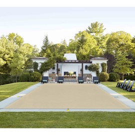 TANG 14'x20' Rectangle Winter Pool Cover Pool Safety Covers for In-Ground Swimming Pools Inground Pool Leaf Net Cover Wire Rope Hemmed All Edges (Beige)