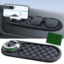 Multifunktions Auto Anti Rutsch Matte, Auto Universal Phone Holder, 360° Drehbar Antirutschmatte Auto mit Parknummer, Multifunction Car Anti Slip Mat für Autodekorationen, Brillen, Handys Verwendet
