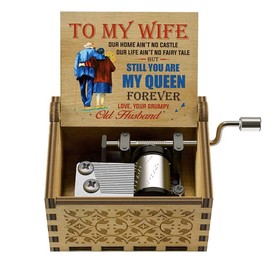 Muzero Queen Music Box Wife Gift for Christmas Birthday, Cute Romantic Valentine Day Anniversary Present for Wife Girlfriend from Husband Hand Crank Musical Box Play You Are My Sunshine