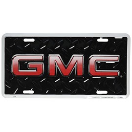 Diamond Embossed Background Metal auto tag 6 x 12 HangTime Compatible with GMC