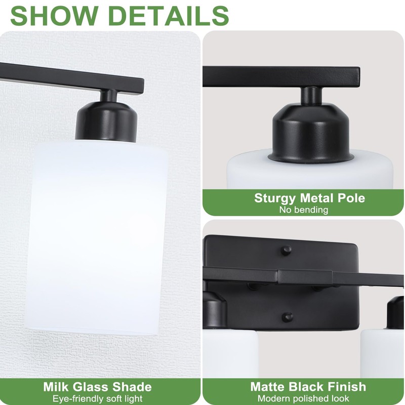 SOTTAE 4-Light Bathroom Vanity Lights, Modern Vanity Lighting with Milky