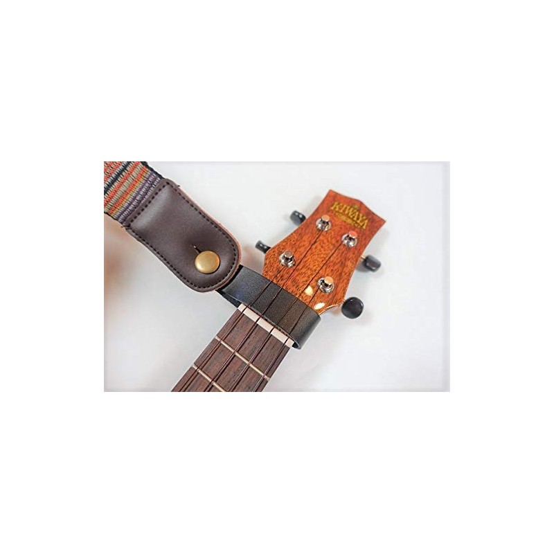 KIWAYA HS-BK Genuine Leather Ukulele Head Strap BLK (Perfect for