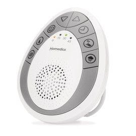 Homedics White Noise Sound Machine, Small Travel Sound Machine with 4 Relaxing Nature Sounds, Portable Sound Therapy for Home, Office, Nursery, Auto-Off Timer, by Homedics