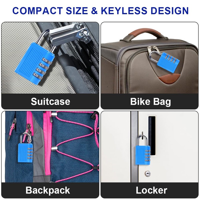 Flintronic Luggage Locks, 4Packs Combination Padlocks, 4-Digit Security Padlocks, Small