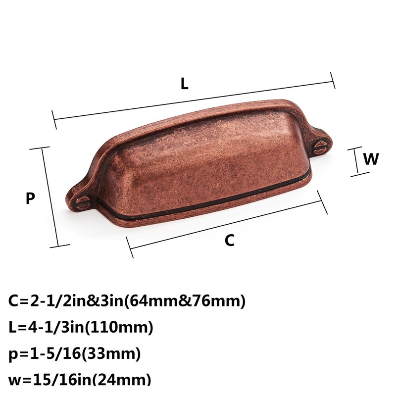 khtumeware 6 Pack 3 inch (76 mm) Vintage Drawer Pulls