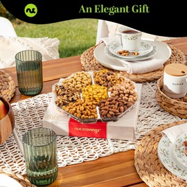 NUT CRAVINGS Gourmet Collection - Holiday Christmas Mixed Nuts Gift Basket in Red Gold Classic Box (7 Assortments, 1 LB) Xmas Kwanzaa Arrangement Platter Birthday Care Package Healthy Kosher Corporate