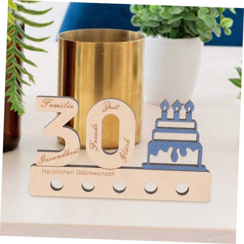 STOBOK Unique Wooden Guestbook Sign Birthday Decor Number Sign Desk