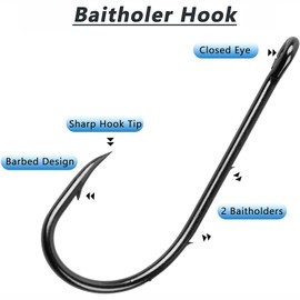 Baitholder Fishing Hooks Barbed Shank Beak Bait Holder Hooks Black Carbon Steel Offset Jig Fishing Hooks Saltwater Freshwater #4