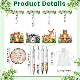 Baby Shower Favors - 20Pcs Baby Shower Gifts for Guests, Baby Shower Party Souvenirs Prizes Include 20Pcs Woodland Animal Ballpoint Pens+Thank You Cards+Organza Bags