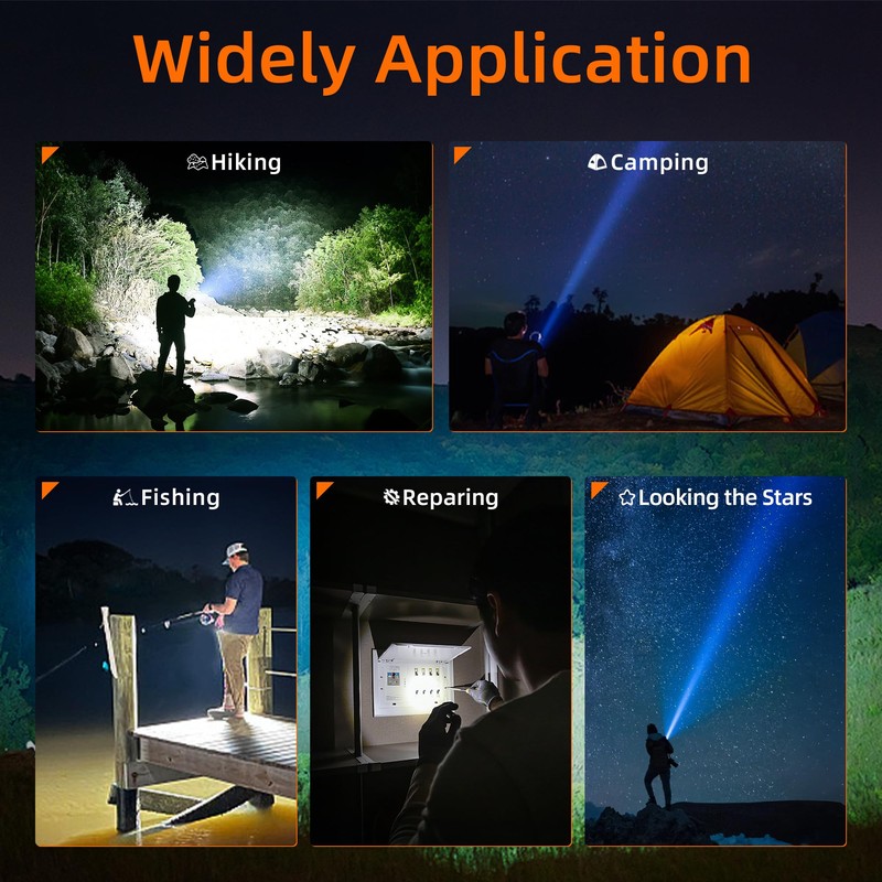 SuperFire 1000-Lumen Tactical Flashlight - Rechargeable, Zoomable LED Flashlight with