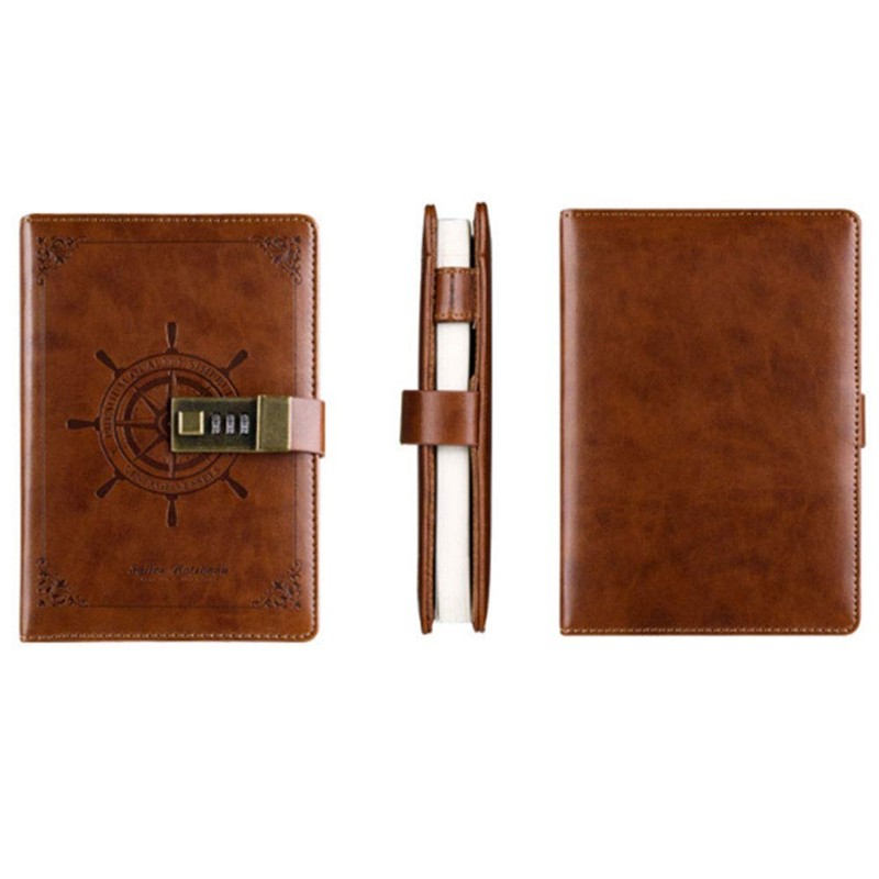 Notebook with Lock, B6 PU Leather Journal Diary with Pen