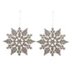 12pk Glitter Snowflake Hanging Decorations, Christmas Tree Snowflake Baubles/Ornaments (Champagne