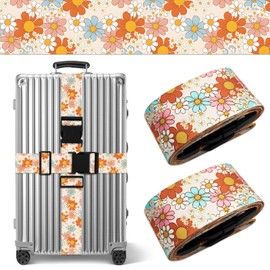 Daisy Luggage Straps for Suitcases TSA Approved, Luggage Identifiers for Suitcase, Adjustable Suitcase Strap for Baggage Security with Cute Patten, Travel Necessary Accessories (2 Pack)