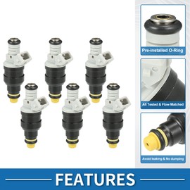 A ABSOPRO Fuel Injector No.E59E-9F593-A1A/E67E-9F593-B1B Fuel Injection Nozzle for Ford F-150 1987-1990 4.9L for Ford Bronco 4.9L 1987-1990 Gray 6 Pcs