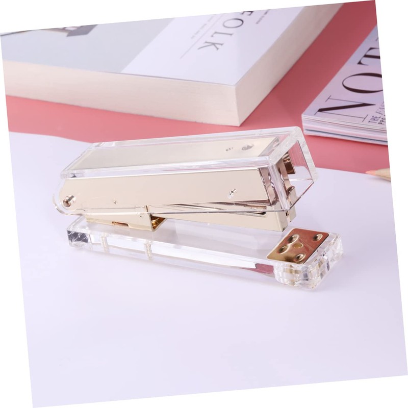 Operitacx Elegant Gold Desk Stapler Acrylic Office Stapler School Desk