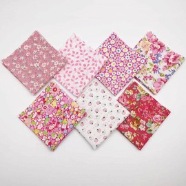 GreatRise 7 Pieces Pink Flower Series Patchwork Fabrics Package Cotton 50 x 50 cm Cotton Fabrics Fabric Bundle Fabric Bundle Fabric Scraps Sewing Fabrics DIY Crafts Sewing Quilting Cotton Cloth Pink