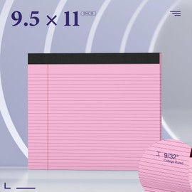 2 Pcs Note Pads 11" x 9.5" Legal Pads College Ruled Notepad Micro Perforated Writing Pads Pink Lined Paper 80GSM College Ruled Paper Pad of Paper 30 Sheets Notebook for School, To-Do Lists, Office