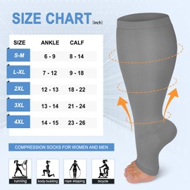 CTHH 3 Pack Open Toe Compression Socks for Women & Men, Toeless Knee High Stockings for Circulation Support, Black Gray Navy Small-Medium