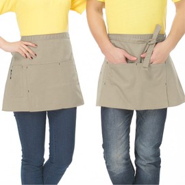 Waist Apron Front Ties 2 Pcs Waiter Apron Waist Apron with 3 Pockets Baking Apron Waist Aprons Cooking Apron for Bistro Restaurant Hotel Cafe Chef Waiter Cleaning Painting Gardening (Beige)
