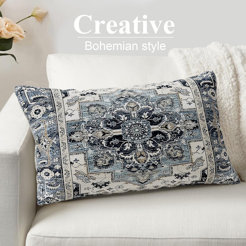 SZXYCZL 2Packs Boho Pillows Covers 12×20 inch, Linen Bohemia Carpet