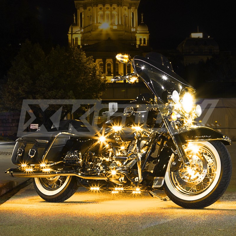 AMBER 8 POD 2 STRIP LED Universal Motorcycle Accent Neon