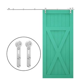 TSMST 7ft Sliding Barn Door Hardware Stainless Steel Barn Door Track Kit fit 42" Wide Single Wooden Door,Smoothly and Quietly,I Shape Hanger