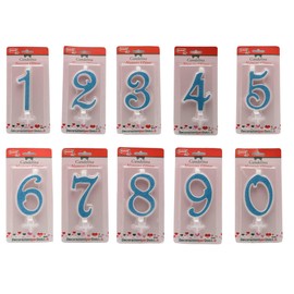 Candelina Numerale Glitter CELESTE n.2