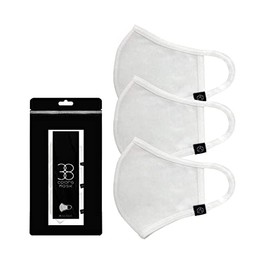 SERAO Mask, Set of 3, Washable Mask, Cotton Mask, Unisex, Cloth Mask, Non-stuffy, 3D Cutting, Elastic, Reusable, Pollen Protection, Splash Prevention, 38 Colors (White)