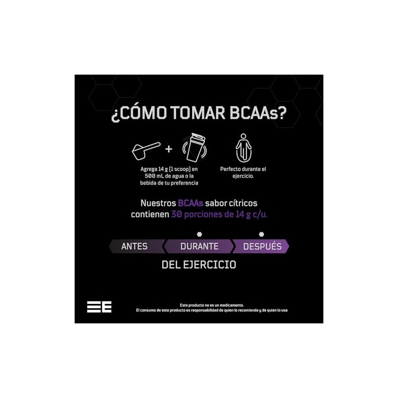 ELEMENTAL BCAA + Glutamina 420g 30 Porciones Sin Azúcar Cítricos