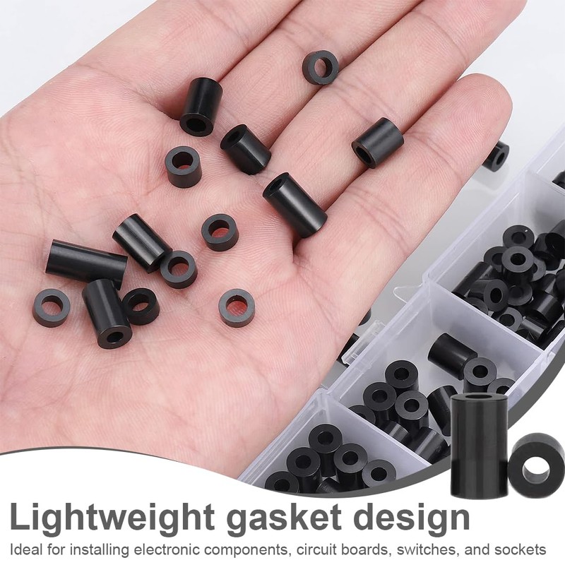 ZEPIQOR 200 Pieces Plastic Round Spacer Kit, for M3/M4 Screws,