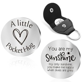 Brainy Pocket Hug Token for Boyfriend Girlfriend Long Distance Relationship Keepsake Stainless Steel Double Sided Lover Gift with Keychain Souvenirs for Son Daughter Brother