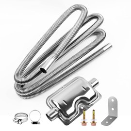 MaxEarn 300cm Exhaust Hose for Generator with Muffler, Car Stainless Steel Air Diesel Heater Exhaust Pipe with 2 Clamps, Auto Parking Auxiliary Heater Accessories for Diesel Gas Vent Hose Heating