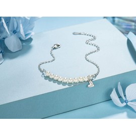 TISSGIRL 10 Year Old Gifts for Girls - Sweet Pearl Bracelet Gifts for 10 Year Olds Girls, Adjustable Pearl Bracelet, Presents for 10 Year Old Little Girls