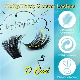 Fluffy Eyelash Extensions, 60D + 80D + 100D, Artificial Eyelashes, Lash Clusters, 280 Pieces, D Curl Cluster Lashes, 10-18 mm, Individual Lashes Obeyalash