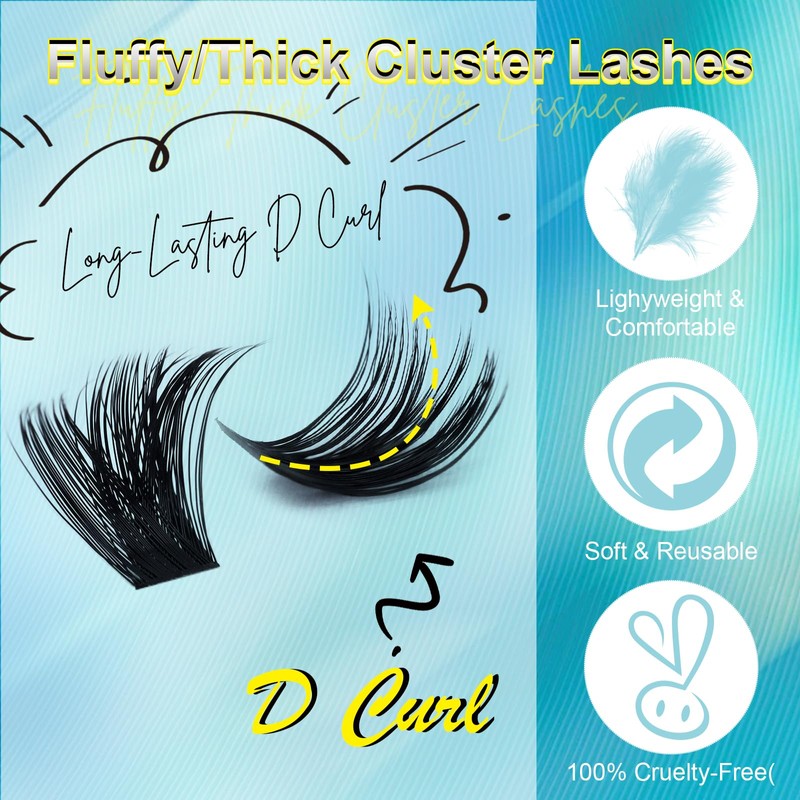 Fluffy Eyelash Extensions, 60D + 80D + 100D, Artificial Eyelashes,