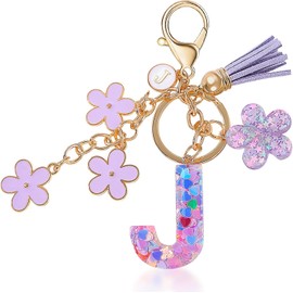 Llavero de Moda Letra Inicial, Llavero con Inicial de Resina, Dije para Bolso Mochilas, Regalo Personalizado para Mujer