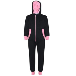 A2Z 4 Kids Girls Boys A2Z Onesie One Piece Contrast Fleece Hoodie All in One Jumpsuit - Onesie 350 Baby Pink 9-10