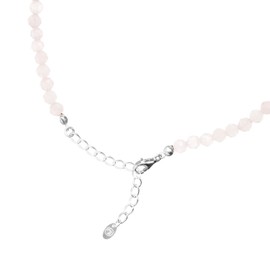 BERGERLIN Genuine Natural Stone Necklace with 925 Sterling Silver Pearl or Gold-Plated Pearl - Filigree Chain with Clasp and Certification of Authenticity, Pearl, Quartz