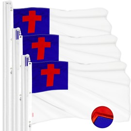 G128 3 Pack: Christian Flag | 6x10 Ft | ToughWeave Series Embroidered 300D Polyester | Religious Flag, Embroidered Design, Indoor/Outdoor, Brass Grommets