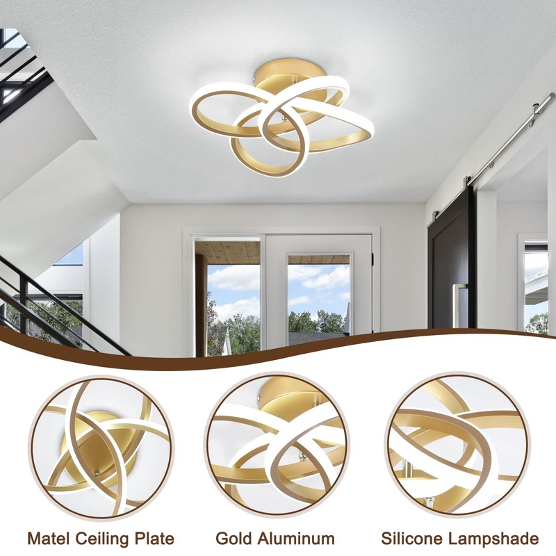 CANEOE Gold Led Hallway Light, 6000K Modern Led Ceiling Light