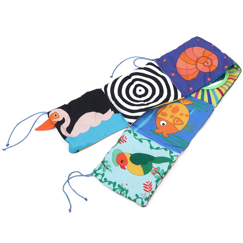 Infant Crib Cloth Book Cute Animal Learning Rattle Distorting Mirror