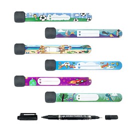 6PCS Reusable and Waterproof Child ID Wristbands, Safety Emergency Infoband for Toddler, Boys, Girls, Kids