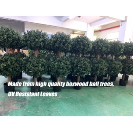 BLONYUVC BLONYUVC 3Ft-35'' Artificial Boxwood Double Ball Topiary Trees,2PACK Faux Topiaries Tree Store Garden Indoor&Outdoor for Porch Home Decor